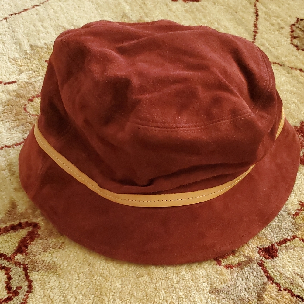 Coach Burgundy and Tan Bucket Hat